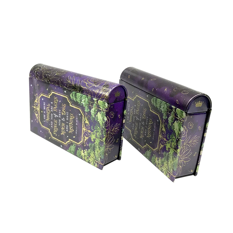 Customized Design Vintage Book Shape Metal Tin Box Chocolate Cookie Tea Candy Storage Metal  Box Perfume Gift Souvenir Tin Box