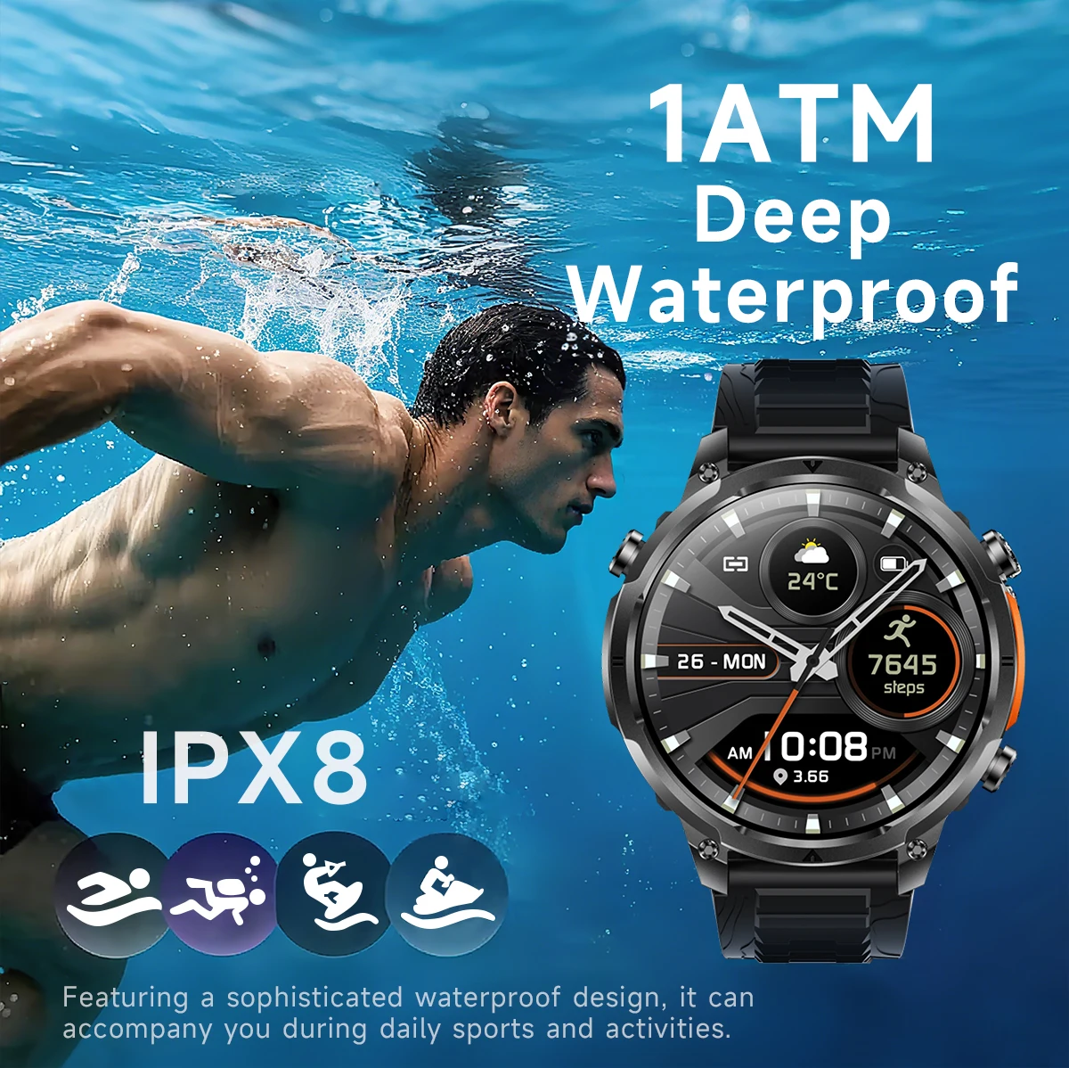 Chinese factory supplier supply  Sanvnet Mk100 Gps Outdoor Sport Smart Watch 2025 Ip68 Heart Rate Fitness Tracker Flashlight Compass Bt Call Smart Watch For Men - Buy Ip68 Waterproof Smart Watch fitness Tracker Smart Watch round Shape Smart Watch compass Equipped Smart Watch sleep Tracking Smart Watch