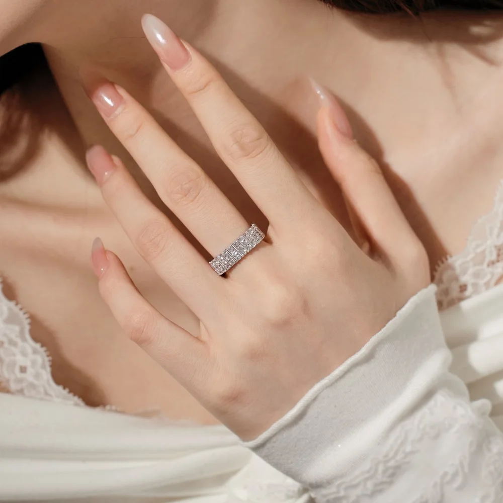 KAKODIY Exquisite Chunky Multi-Layered Wedding Ring 5A Cubic Zirconia 925 Sterling Silver Women's Dress Up Jewelry Engagement Proposal Ring detail 2