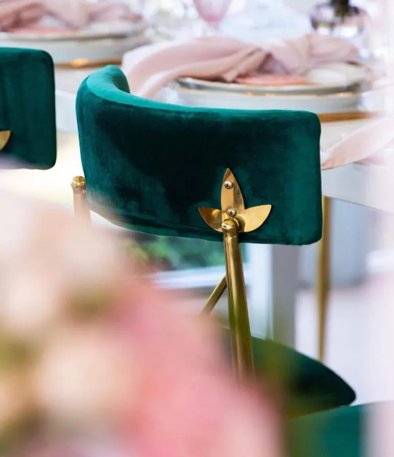 Luxe Design Event Chair With Green Velvet Pads Party Seat Wedding