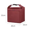 Buckle folding portable lunch bag wine red