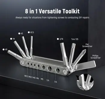 NEEWER 8 in 1 Folding Screwdrivers Tool Set 3 Screwdrivers 5 Hex Keys 7 Threads for Screw Storage Pocket Tool detail image