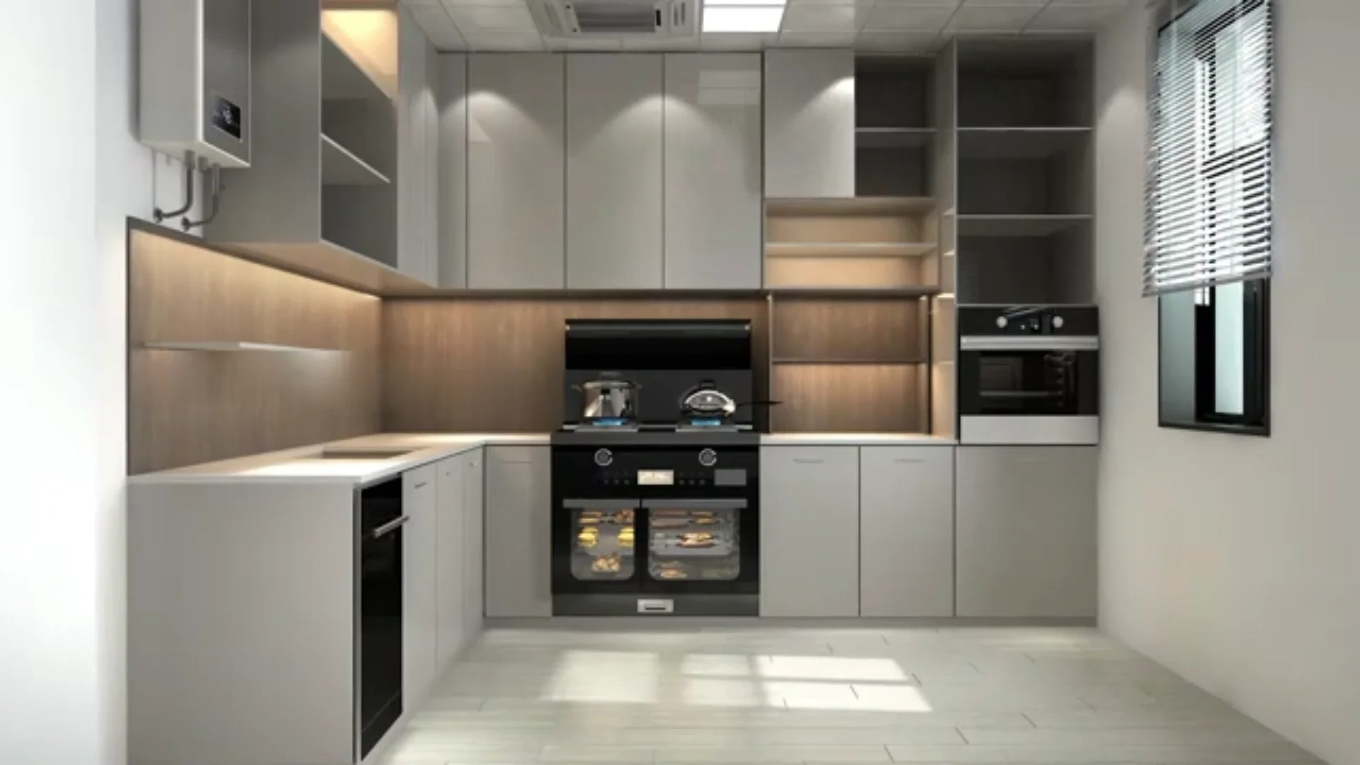 Indian Modern Ready Made Kitchen Door Base With Led