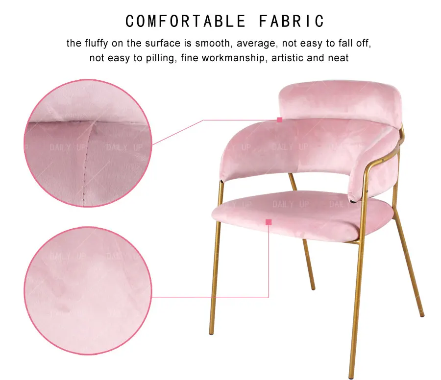 Dining room chair hotel luxury dinner chair Red velvet coffee shop chair