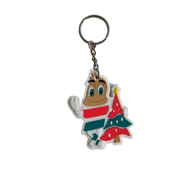 beautiful christmas low moq newest personalized  factory  cheap price 2D pvc keychain  with custom design logo for event