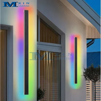 Ip65 Waterproof RGB Outdoor Wall Light Modern Exterior Linear 200cm Long Smart Tuya Wall Lamps RGBWW