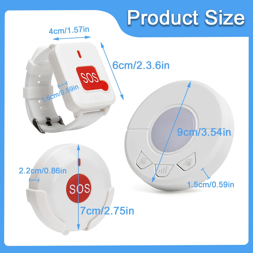 Wireless Pager System Caregiver Beeper Long Range Button Waterproof Personal Emergency Wireless