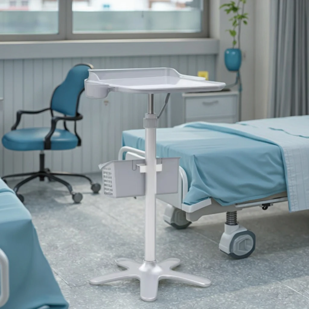 Ward Medical Trolley Modern ABS Laptop Lock Recessed Armrests 360 Adjustable Basket Quick-Lock Wheels Patient Observation 2