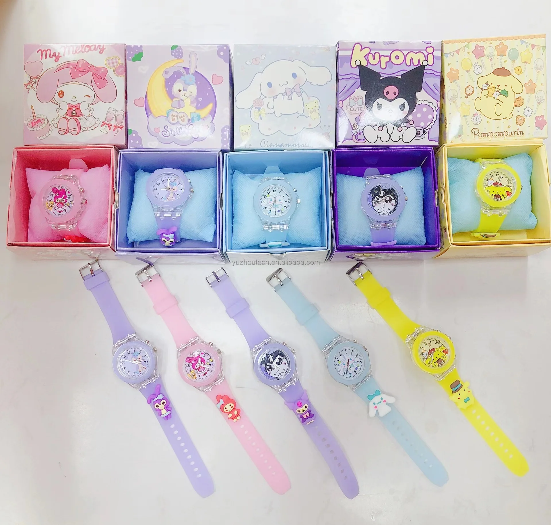 Cute Candy Cartoon Watch Luminous Flash Light Children Wristwatch Girls ...