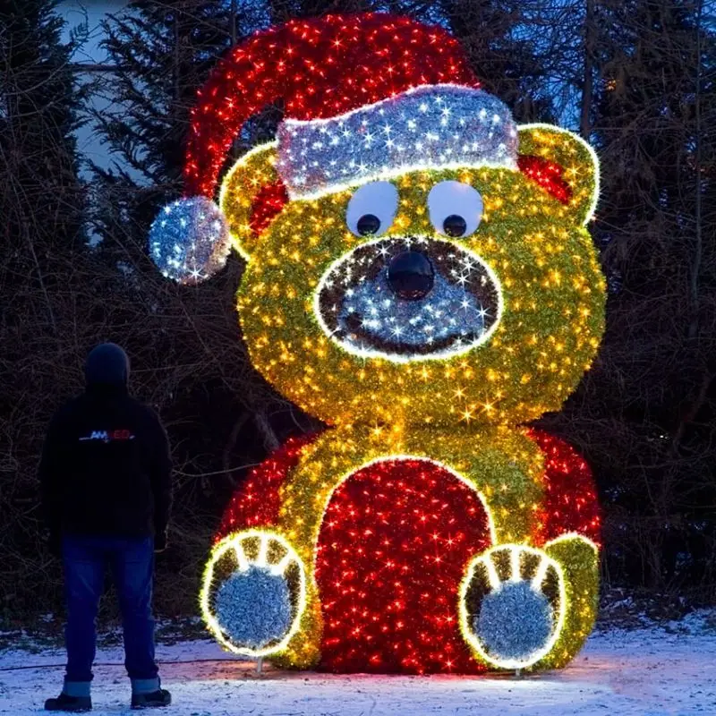 Large Christmas 3D Motif Lighted Animated Polar Bear LED 3D Animal Sculpture Lights