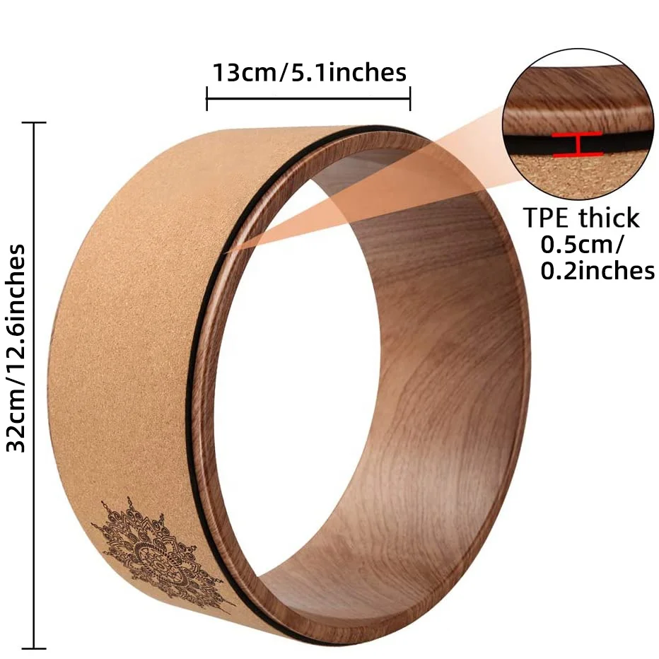 Пробковое колесо для йоги, набор из 3 колес для пилатеса, фитнеса, тренажерного зала, фитнеса, экологически чистый деревянный бамбуковый Корк ТПЭ