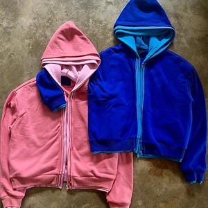 Hot Selling Streetwear Thick Cotton French Terry Hoodie Custom Solid Color Men Triple Zip up 420 Gsm Heavy Weight Hoodie