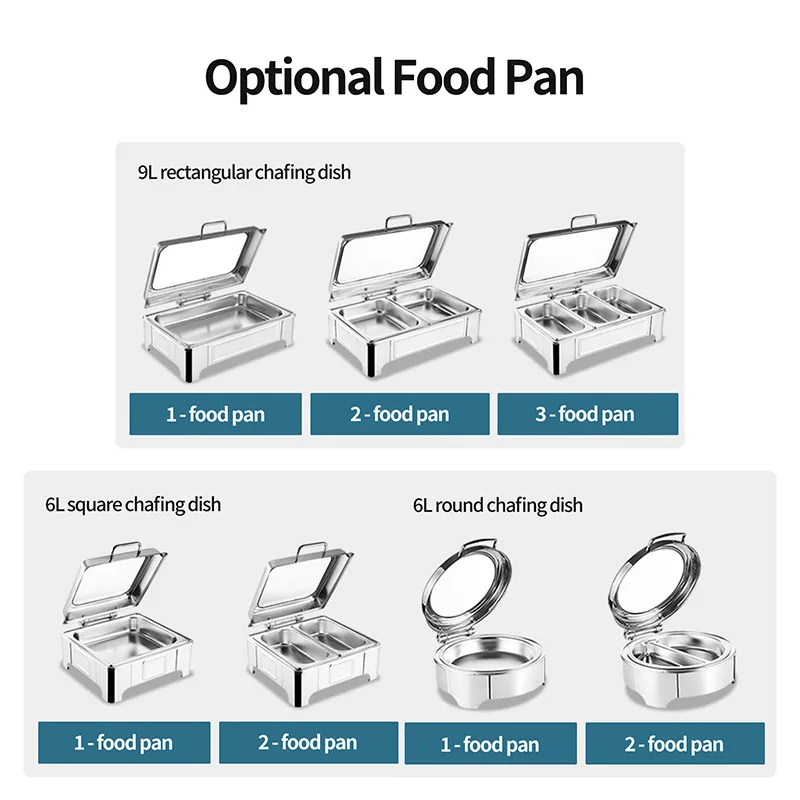 WENMILY 9L Buffet Set Edelstahl - 4-teiliger Speisenwärmer Für Catering