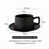 Matte Black 280ml Stone Texture Coffee Cup and Saucer