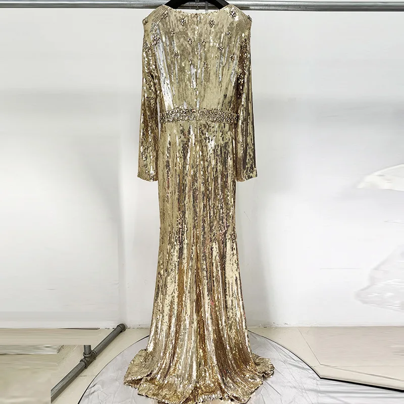 Womens Fashion Clothes Robes De Soire De Luxe Luxury Sequin Beaded Dress  Golden Evening Dresses Women Gold Long Gown for Party| Alibaba.com