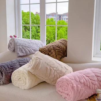 Multifunctional Office Nap Blanket Cross-Border Double-Layer Rabbit Fur Blanket Solid Color Cut Flower Velvet-Free Banana Throws