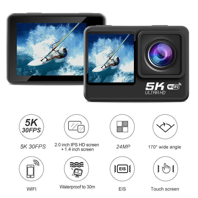 5K 30FPS Sports Action Camera Waterproof Wide Angle