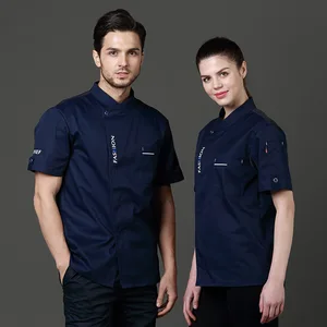 Cheap Barbecue Canteen Kitchen Chef Uniform Breathable Sweat Western Restaurant Spring and Summer Short Sleeved Chef Uniform