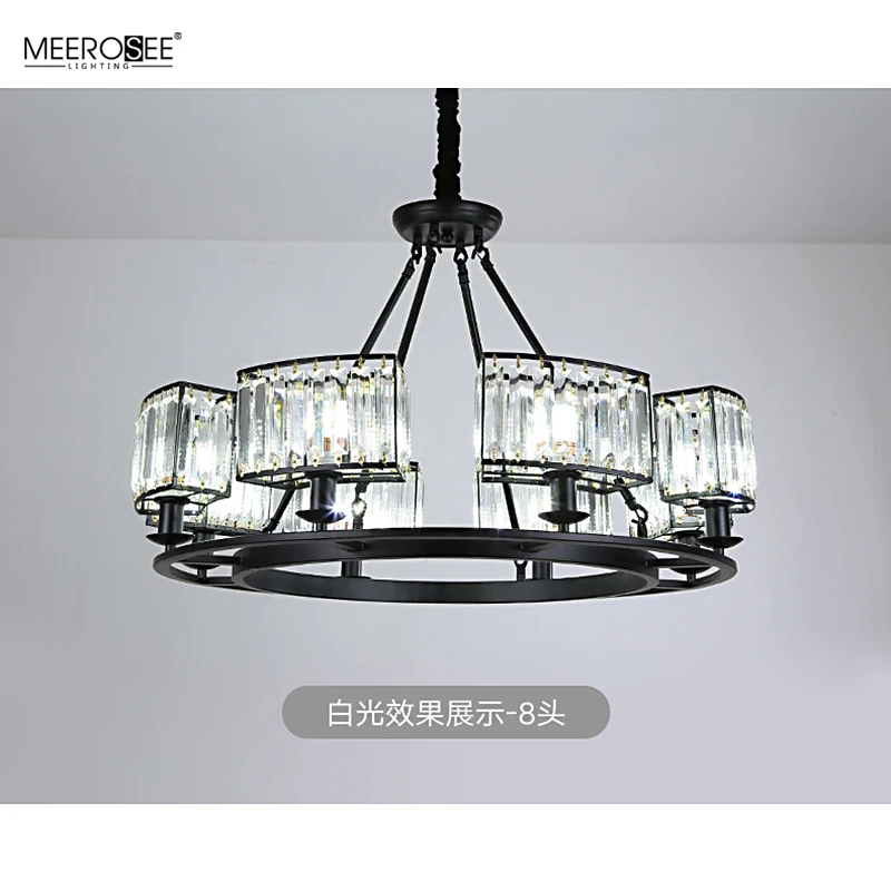 Meerosee Rustic Crystal Chandelier Modern Contemporary Ceiling Light Fixtures Vintage Pendant Lighting Dining Room Foyer MD86792