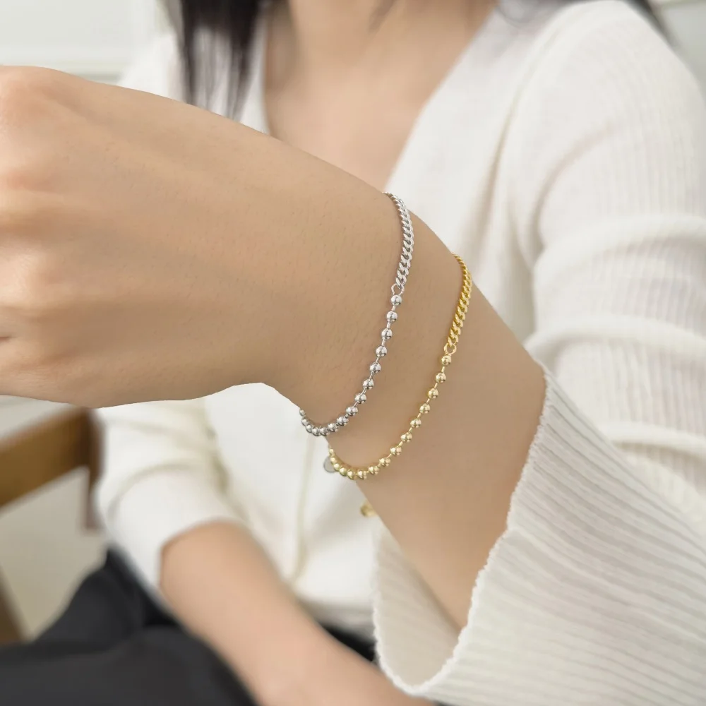 KAKODIY Personalized Fashion Design Fine Jewelry 14K Rhodium Plated 925 Sterling Silver Bead Chain Jewelry Bracelet detail 2