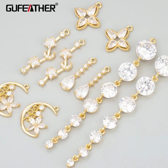 MF02  jewelry accessories,18k gold rhodium plated,copper,zircons,hand made,charms,diy pendants,necklace making findings,6pcs/lot