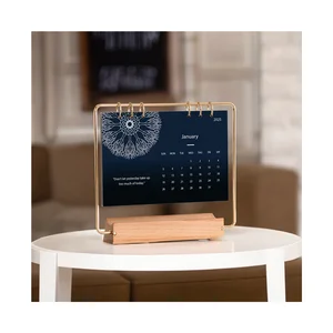 Original Design 2026 Desktop Calendars 12 Months Office School Supplies Planner with Wooden Base Small Batches Paper Material