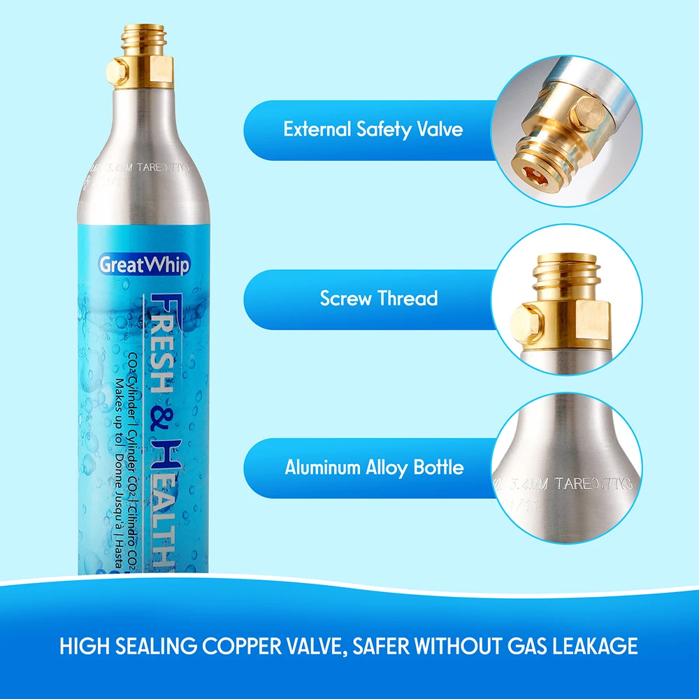 Lesoo Soda Gas Cylinder Aluminum Soda Maker Co2 Bottles 0.6l Co2