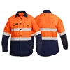 Orange and navy blue color blocking top