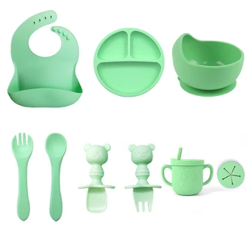 Hot Selling Bpa Free Eco-friendly Food Container kids Silicone Dinner Plate Silicone Baby Feeding Set With Suction