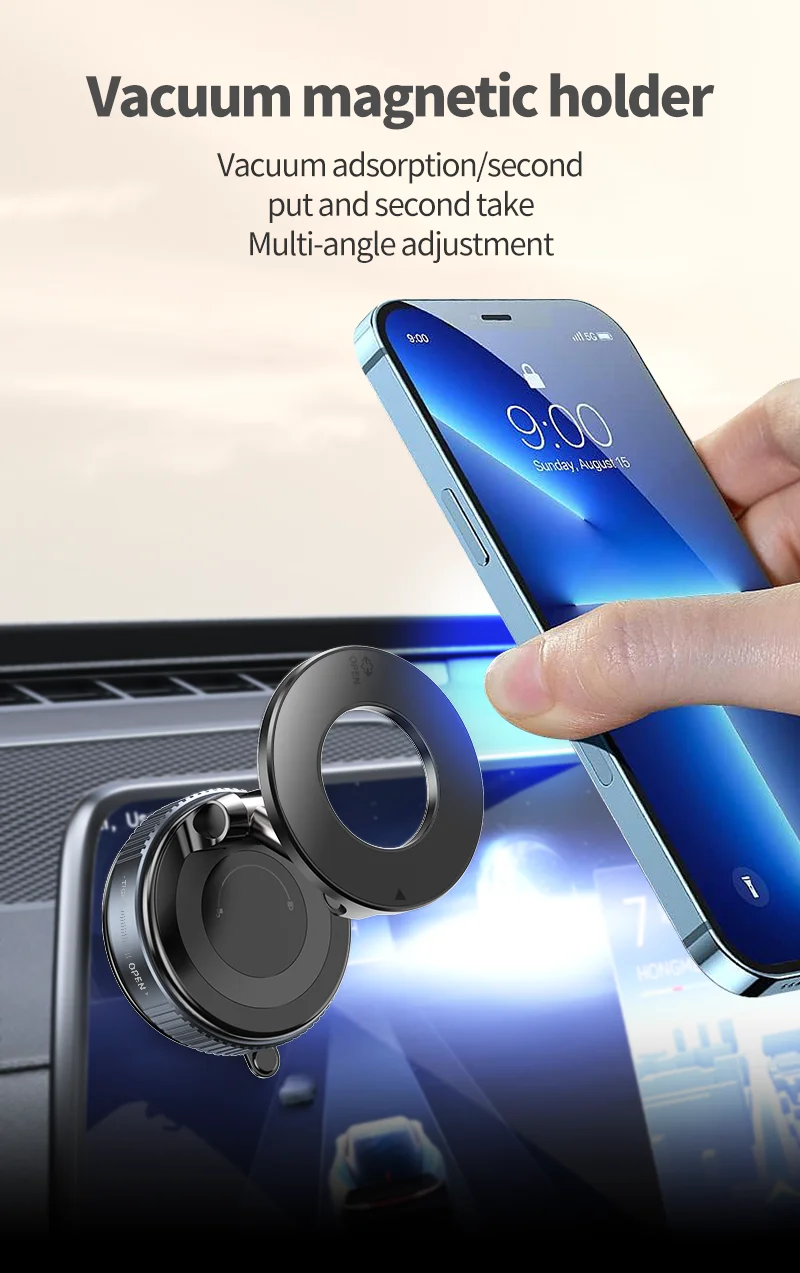 Support Téléphone Magnétique à Ventouse - Fixation Ultra-Forte Sur Vitre, Bureau, Carrelage - 360° Réglable