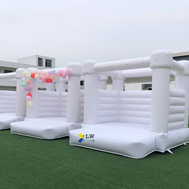 Оптовая продажа, детский белый домик для прыжков moonwalk с шариковой ямой и горкой, Свадебный джампер, надувной замок-батут для вечеринки
