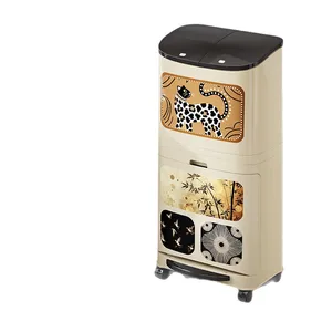 Golden Cat Large Capacity Movable Kitchen Trash Bin Multi-Functional Household Dry Wet Separation Storage Bucket Bent-Free Back