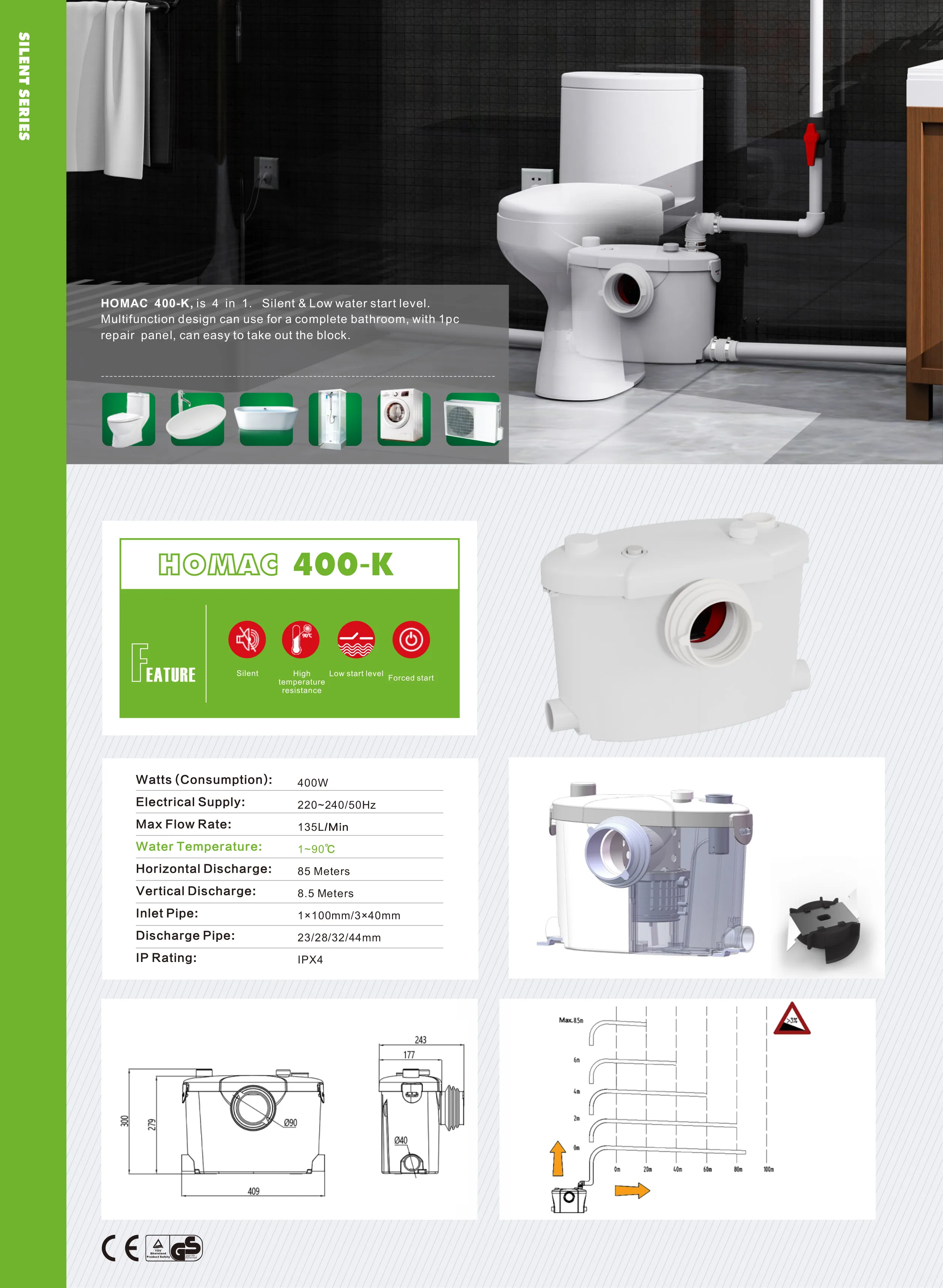 Homac 400-k Hebenalage Macerator Pump For Basement Waste Water - Buy ...