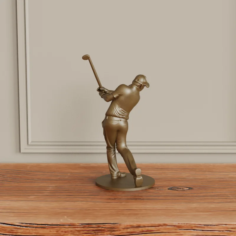 product wholesale custom resin golf swing figurine bronze color sports sculpture high quality resin bronze statue for interior decor-5