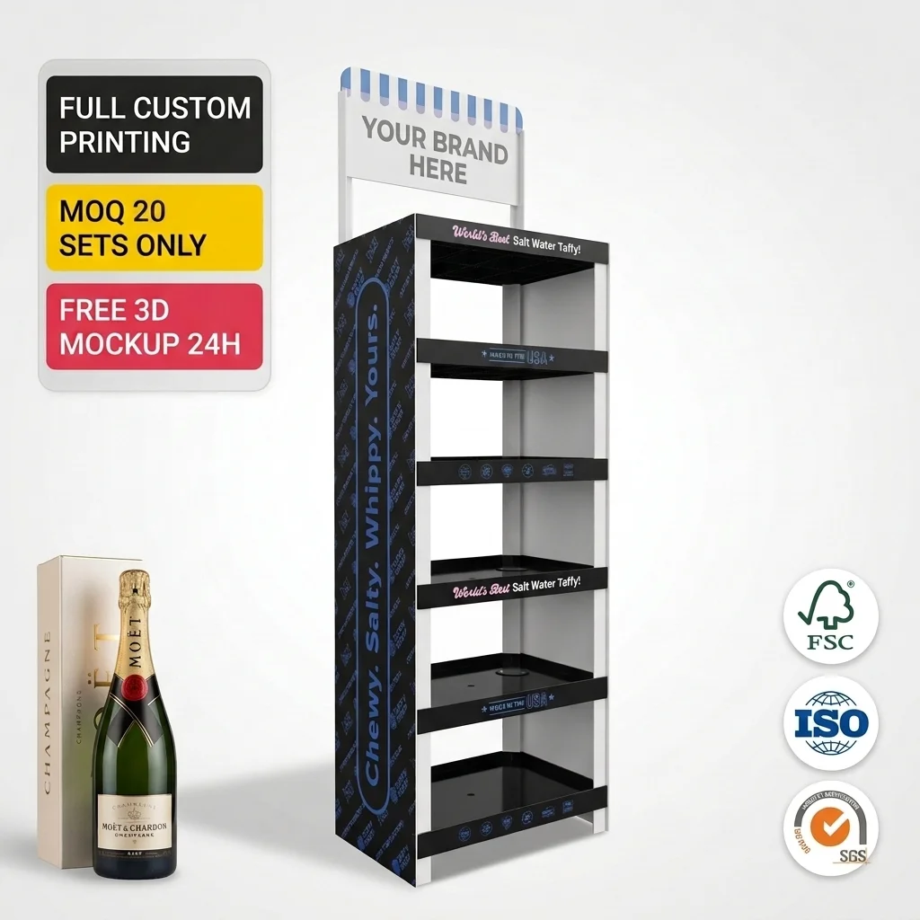 Suporte Portátil para Exibição de Vinho para Eventos, Casamentos e Parede de Champanhe; Estação de Degustação de Bebidas Luxuosas com Cabeçalho de Design Substituível e Fabricação sob Encomenda (OEM)