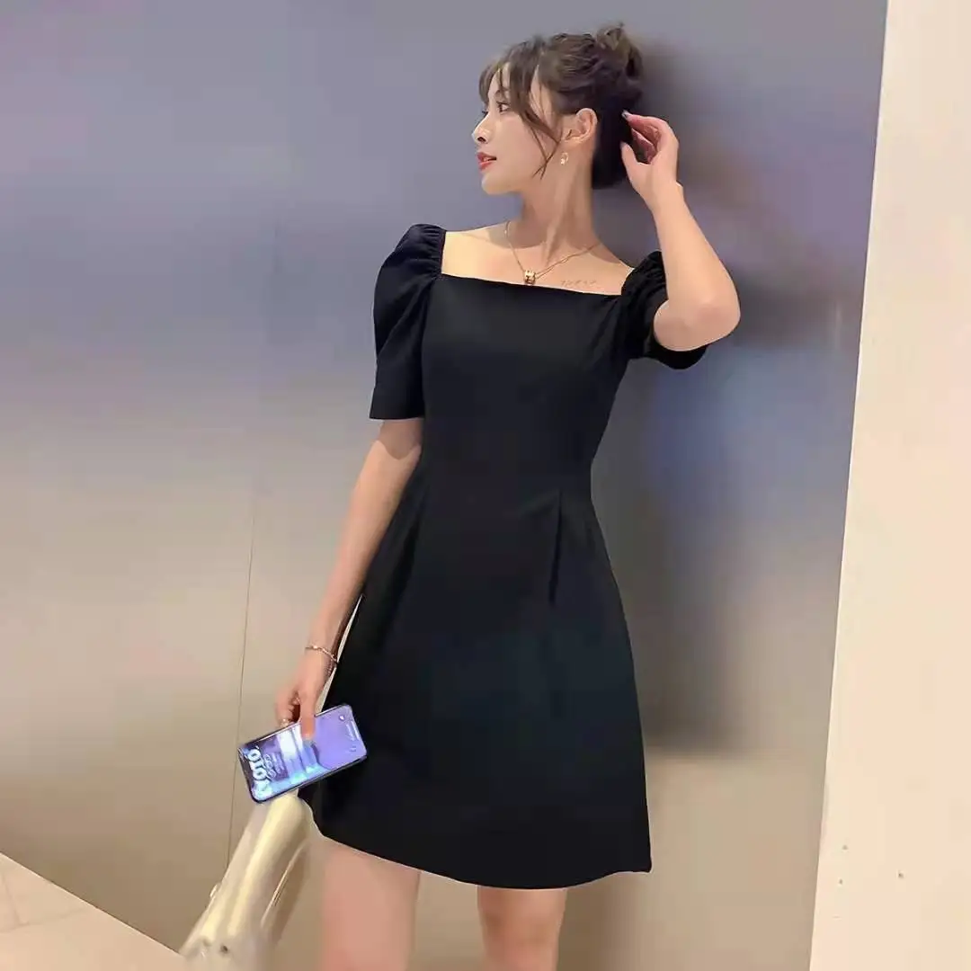 black dress korean Harajuku Kawaii Fashion Korean Style Lantern Sleeve Black Dress – The  Kawaii Factory