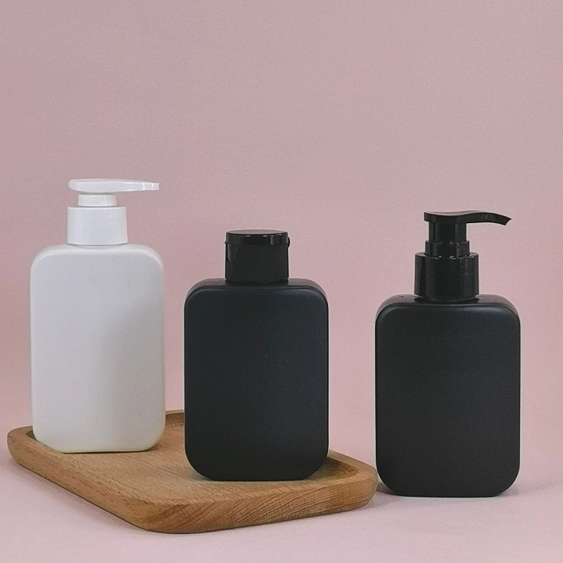 Cosmetic Packaging Empty HDPE Plastic 300ml Liquid Packaging Shampoo Bottle Skin Care Packaging square Plastic Shampoo Bottle