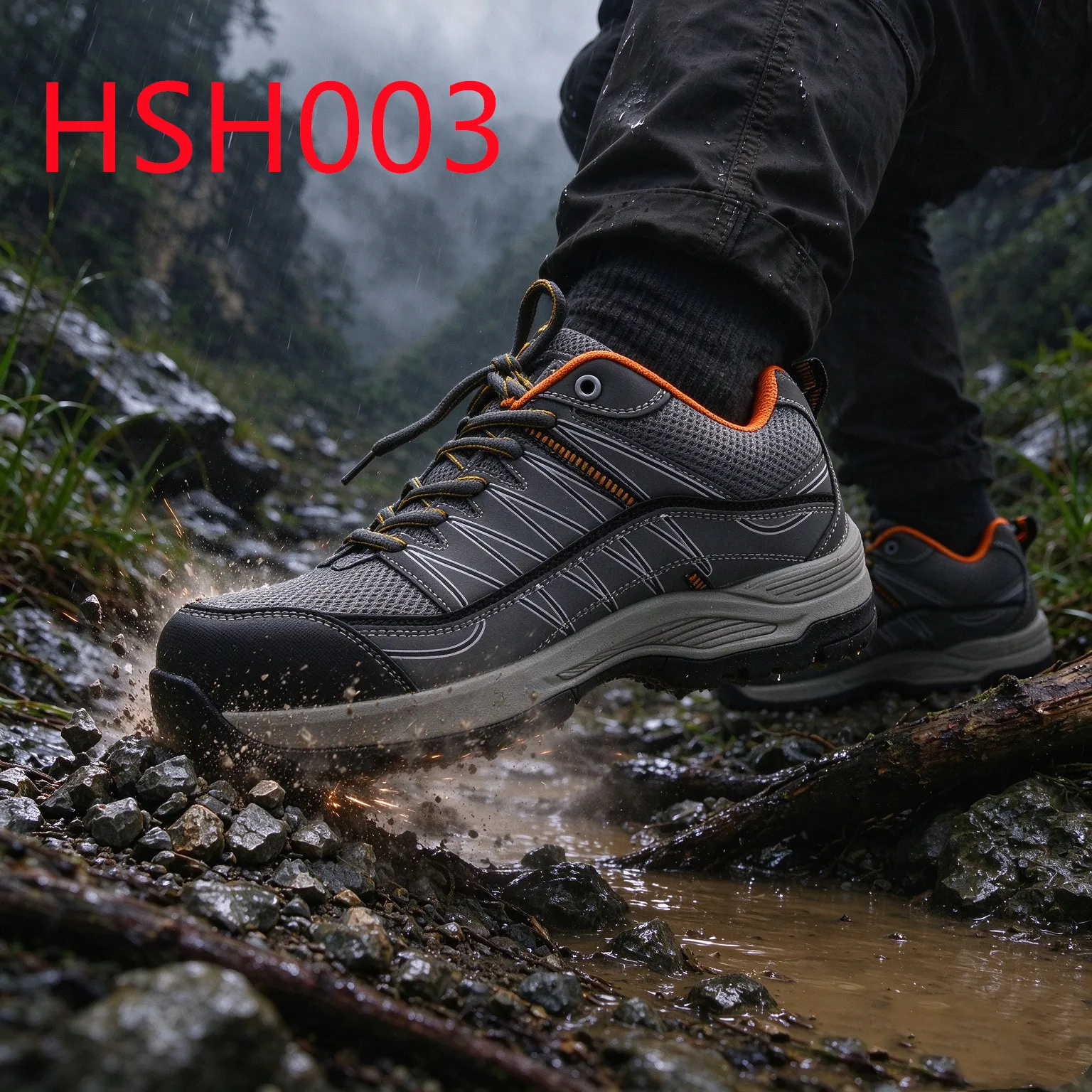 HY,Factory Output Reflective Stitched Lines Hua Singh Hiking Boots Anti-kick Reinforced Toe Shockproof Sole Safety Shoes HSH003