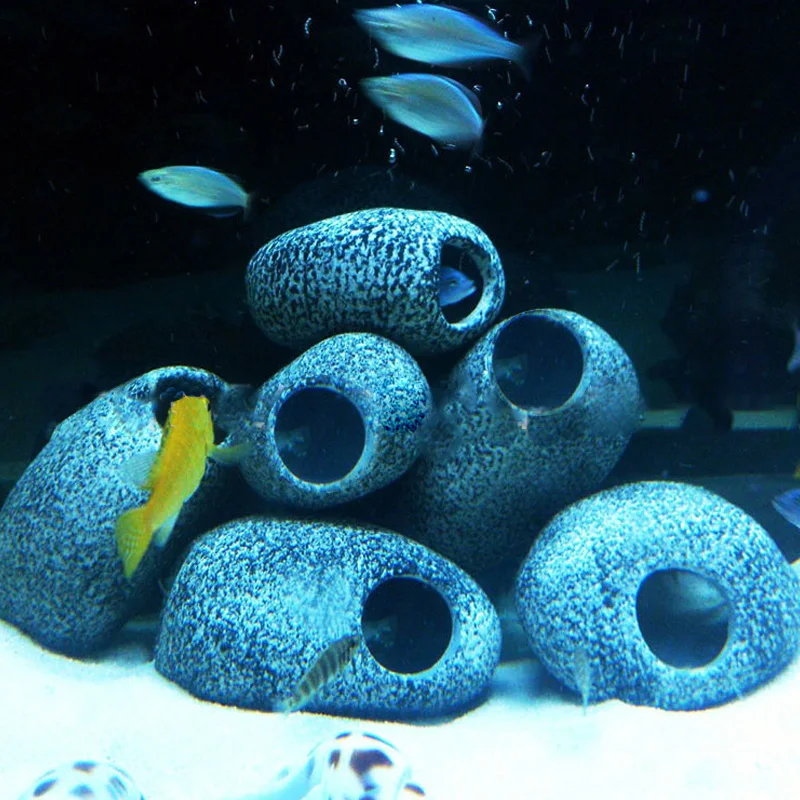 魚エビ繁殖用マーブルセラミックロックシクリッドストーンシェルター