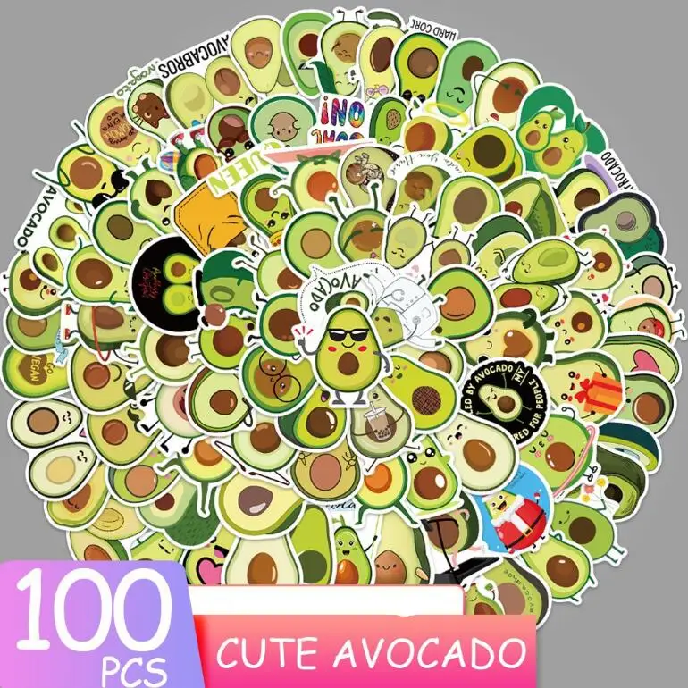 Average Size 4.5 Inches WaterProof Vinyl Hand Drawn Stickers Decal For Cars Water Bottle Flask Skateboard Laptop etc Funny Cool Decals Bike For Kids and Adults Avocado Puns Sticker Pack