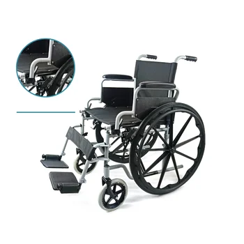 JS009 High quality portable foldable manual stainless steel wheelchair with armrest for elderly and disabled