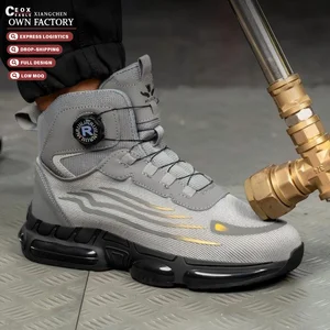 Fashion Cheap Men's Factory Safety Shoes Autumn/Winter Mesh Upper Breathable Lightweight Steel Toe CE Rotary Buckle for