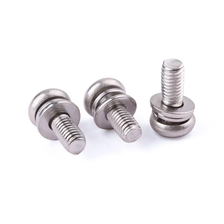 Factory price fastener M2-M8 stainless steel pan head sems machine combined screw with flat washer sems screw