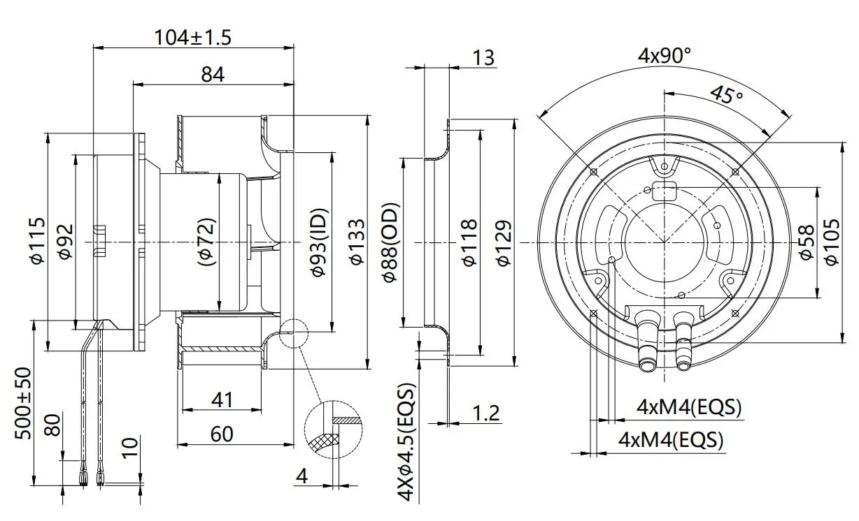 External Rotor Motor, 133mm, 230v, Centrifugal - detail 10