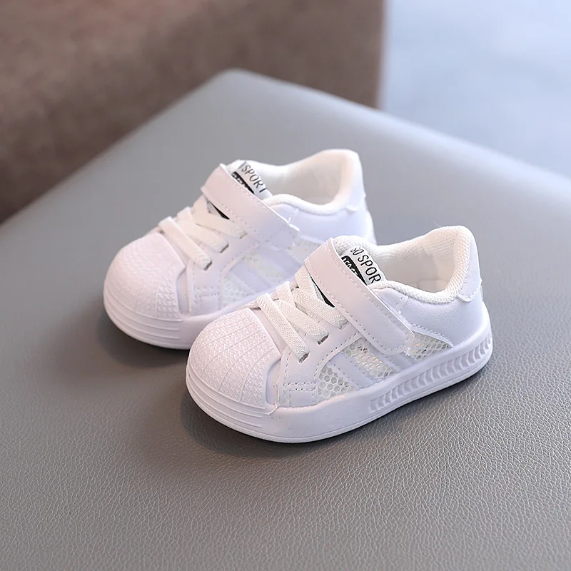Wholesale Summer Single Mesh Baby Breathable White Shoes 1-3