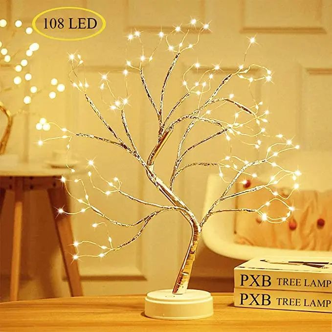 Batterie-/usb-betriebene Diy-baum Lampe 108 Led-kupferdraht-lichterketten Tisch-bonsai-baum Leuchte Für Den Außenbereich