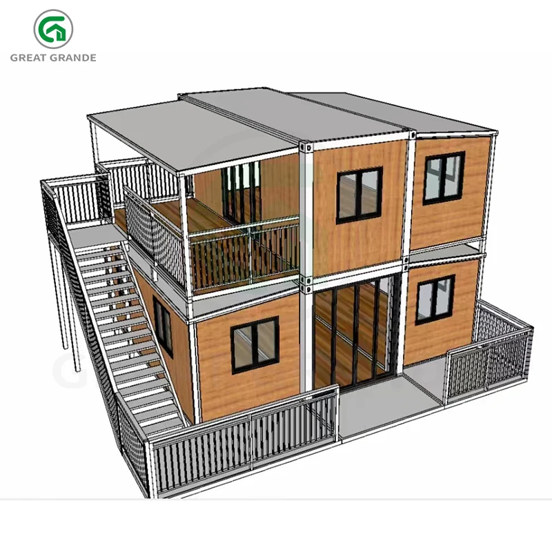 Installation facile Maison extensible sur deux étages Maison préfabriquée extensible sur mesure Maison préfabriquée pliable contenant des toilettes à vendre