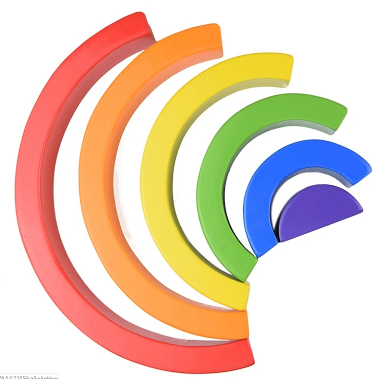 Montessori Rainbow Stacking Game Learning Toy Wooden rainbow Building Blocks Rainbow Arch Bridge Wooden Toy