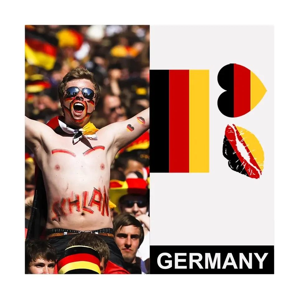 24 Stück Deutschland-Flagge Tattoo-Aufkleber – Temporär, Wasserfest, Für EM, Fußballpartys & Patriotische Events