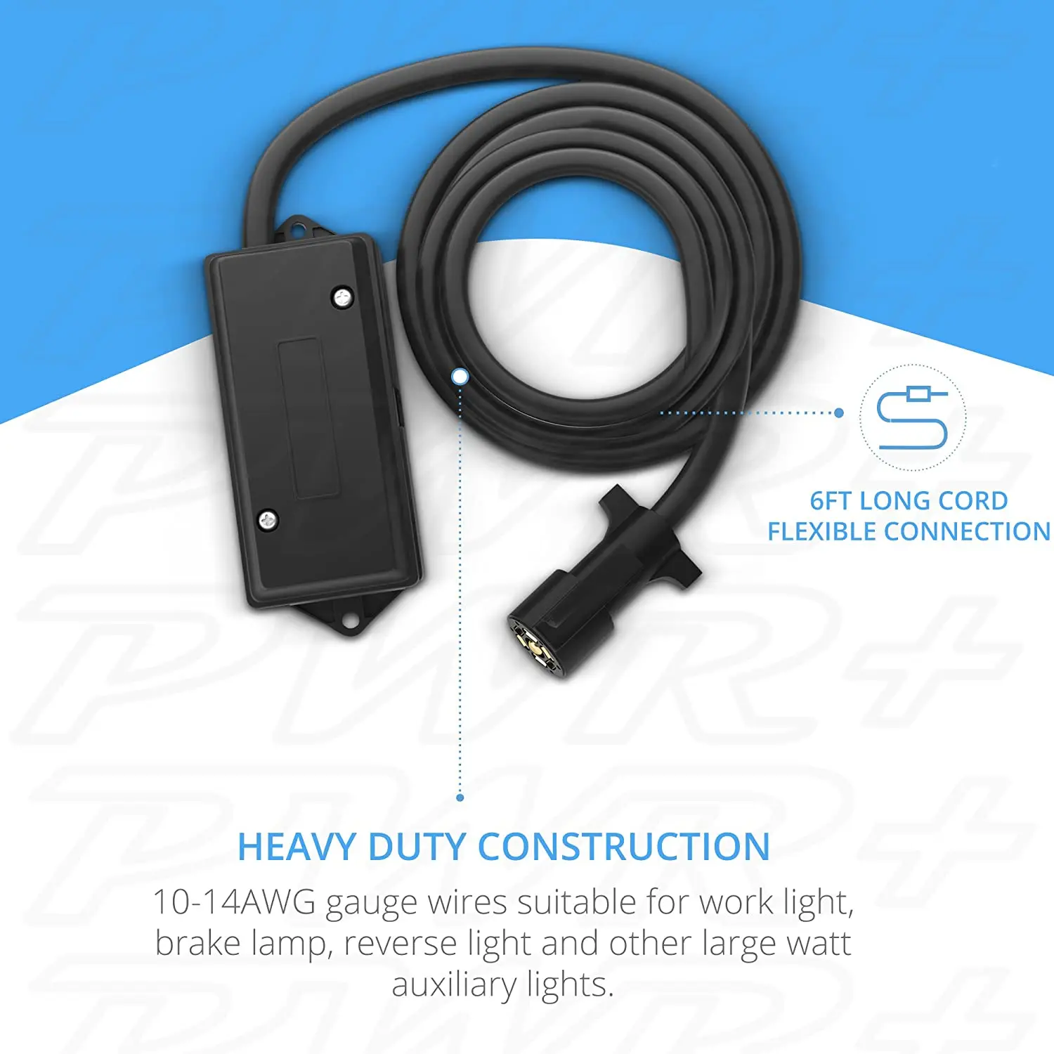 8 ft Trailer Cord 7 Way Plug Inline Junction Box 7-Pole Wiring Harness